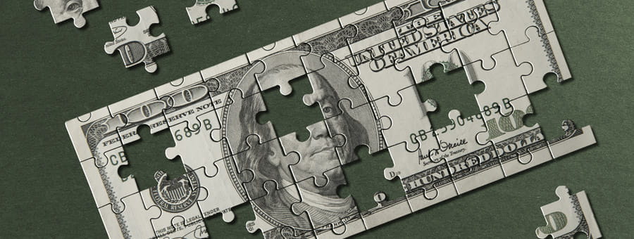 Puzzle of hundred dollar bill.