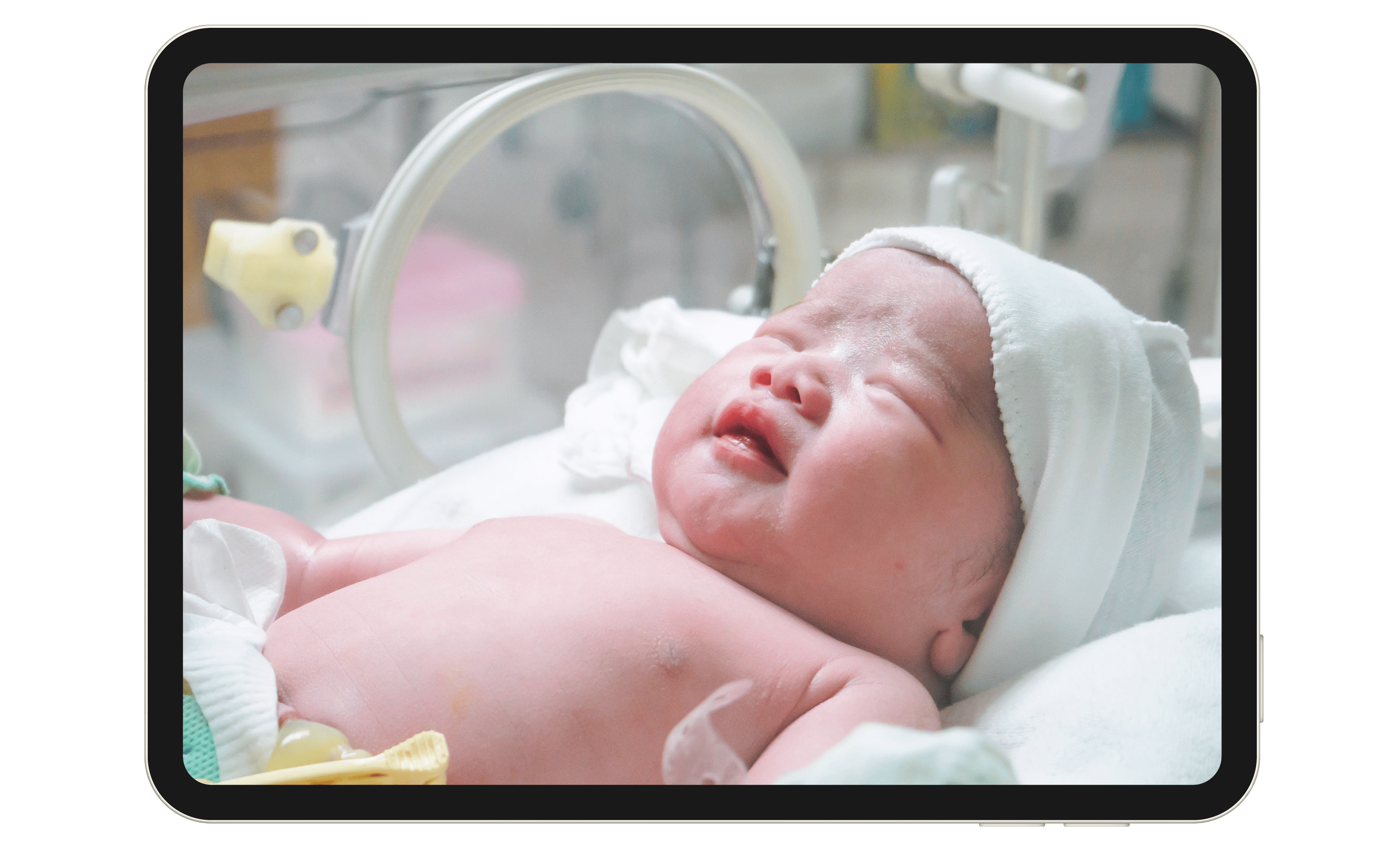 Woman holding newborn child.